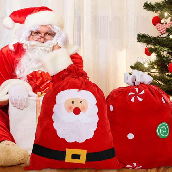 

санта-клаус мешок подарков матовый ткань конфеты present чехол для хранения xmas большой санта игрушка сумка подарочная упаковка drawstring