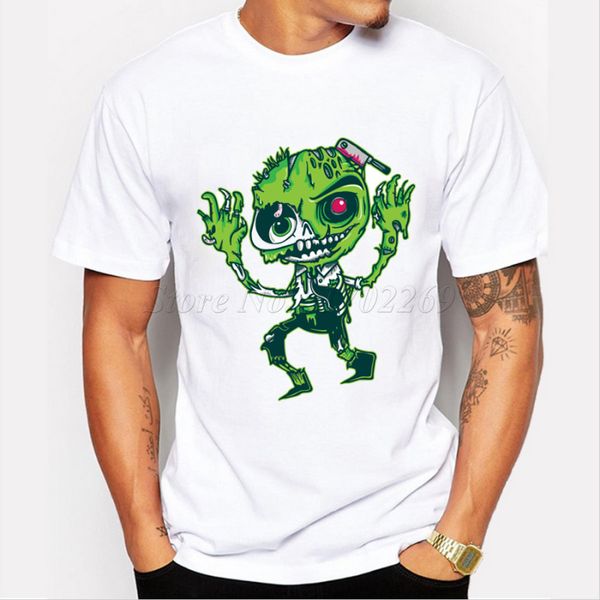 

new creative design zombie skull printed men's customized t-shirt male punk style cartoon halloween novelty cool fashion tee