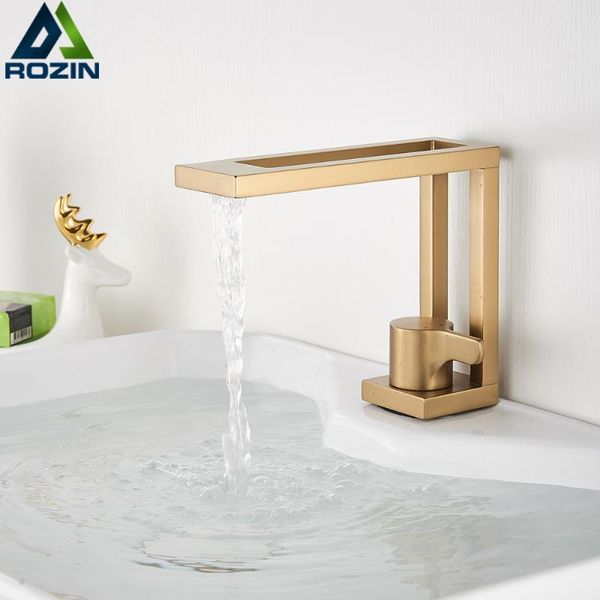 

bathroom sink faucets creative design basin faucet square brushed gold lavatory mixer deck mounted cold water tap
