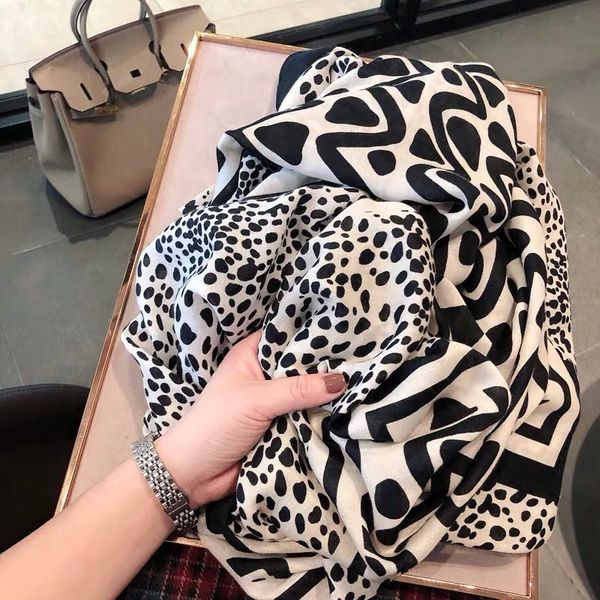 

scarves fashion casual leopard scarf women's winter korean style versatile foreign air cotton handle long tassel warm neck, Blue;gray