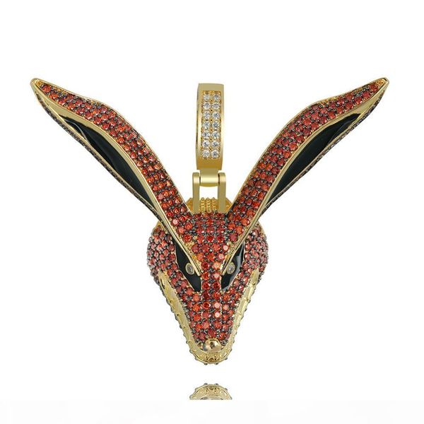 

ювелирные hip hop gold наруто курама fox ожерелье micro pave циркон iced out animal man женщины подарки, Silver