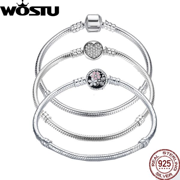 

luxury 100% 925 sterling silver chain bracelet original bangle for women fit authentic charms beads jewelry bracelet women gift, Golden;silver