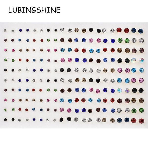 

stud 100 pair/lot women round crystal small earrings set girl child baby plastic glue stick earring jewelry friend birthday gift, Golden;silver