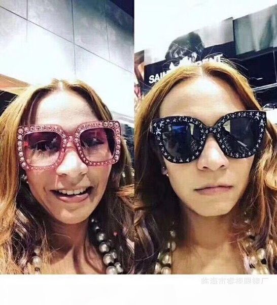 

brand designer sunglasses 0148 large frame elegant special designer and diamond frame built-in circular lens come with case, White;black