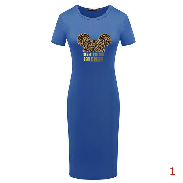 

womens dress fashion mouse pattern dresses 2020 summer new leopard printing t shirts wholesale diy clothes bodycon 5 colors s-xl, White;black