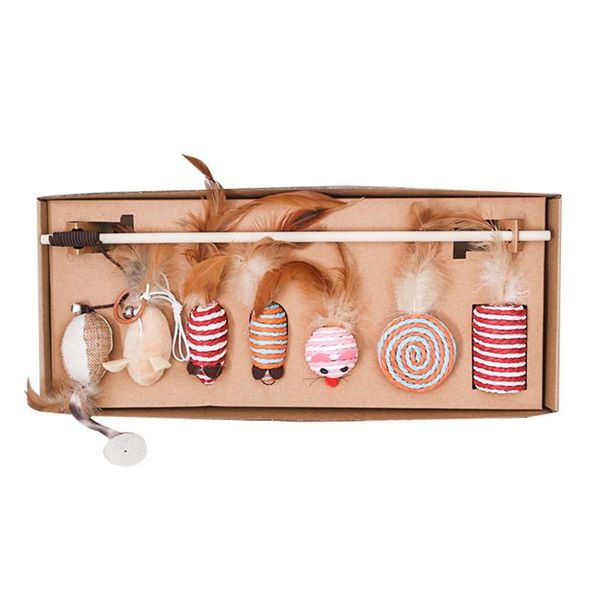 

cat toys kitten toys cat feather teaser toy bells for puppy kitty kitten 7pcs set pet products fp8
