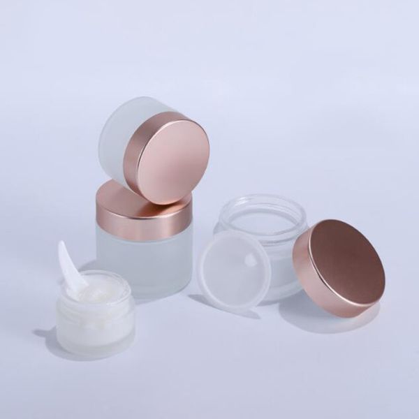 

5g 10g 15g 20g 30g 50g 100g frosted glass jars cosmetic cream bottle refillable sample container with inner liners and screw cap