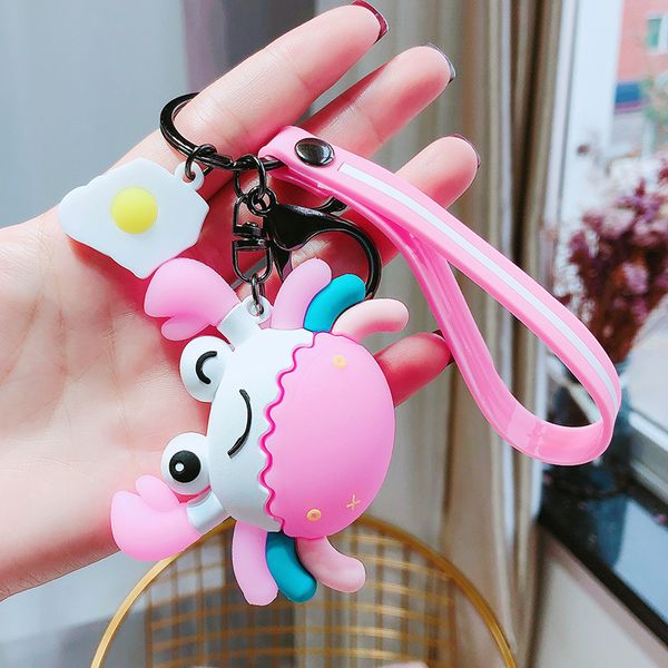 

new fashion pvc creative cartoon epoxy hairy crab keychain female cute personality fashion couple key chain bag wholesale, Silver