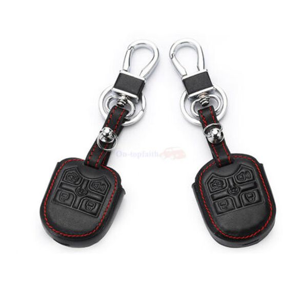 

5 button black car remote fob bag pu leather car key cover case for ford mustang