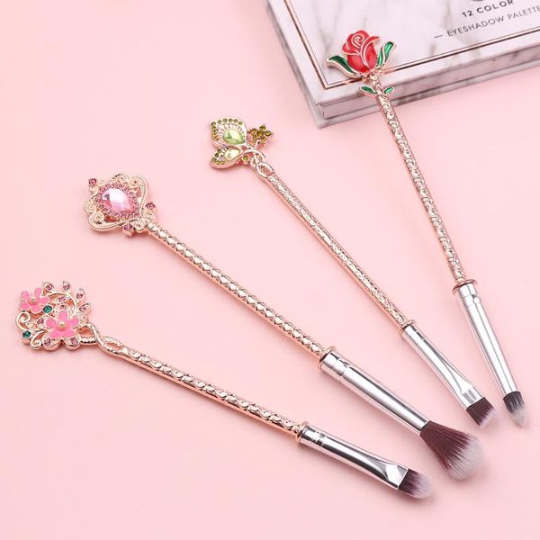 

wholesale 10sets rose flower makeup brushes set tool kit eyeshadow eyebrow brushes concealer highlighting brush pincel maquiagem