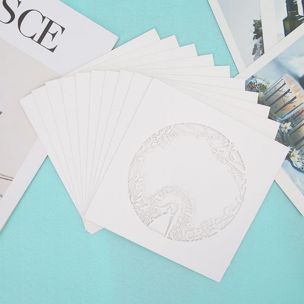 

10pcs romantic lovers wedding party invitation card delicate carved hollow lace h4gd