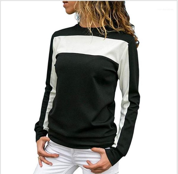 

color patchwork long sleeve cloth fashion female round collar casual designer sport style womens sweatshirts, Black