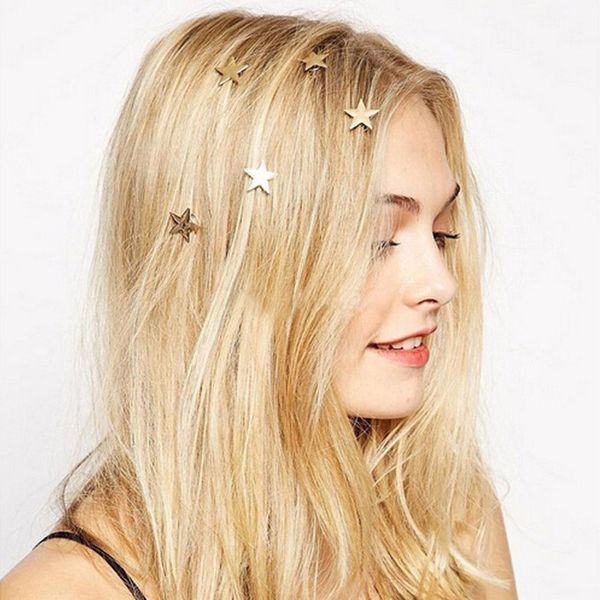 

new minimalist star hairpin simple pearl spiral clip hair decoration plate hair european and american hair accessories wholesale, Golden;silver