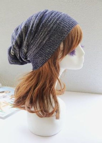 

dhl winter women knitted hats slouch beanies for adults trendy warm chunky soft stretch cable wool cap knit beanie stingy brim hat 4rfo, Blue;gray