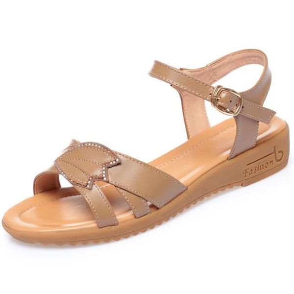 

summer hot 2020 новейший rhinestone мягкое дно женщины сандалии комфорт клин сандалии мода повседневная из натуральной кожи, Black