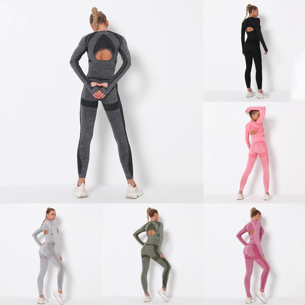 

seamless hollow-out suit hip-lifting tight yoga pants yoga pants sports high waist tights women's figkx