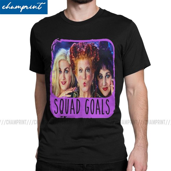 

men t-shirts squad goals witch funny halloween hocus pocus hipster pure cotton tees sanderson sisters t shirts o neck party