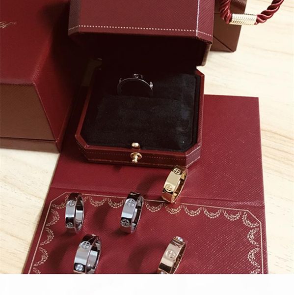 

love rings titanium steel diamond screw rings european and american fashion refers to couples rose gold rings with original box gift box, Silver