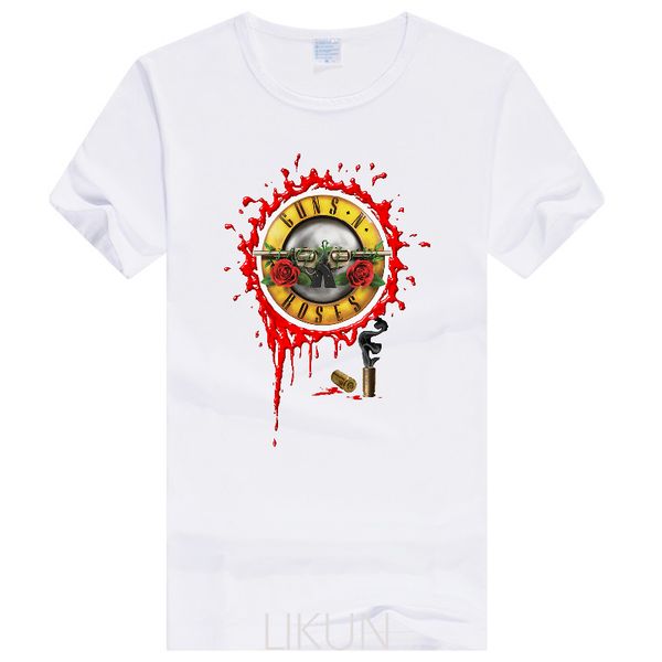 

guns n roses logo bullet slash rock metal music white mens t-shirt homme customized tee shirt