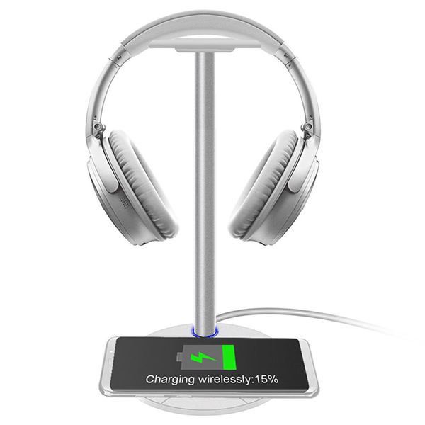 

fast wireless charging headphone stand 5w/7.5w/10w fast charging speed headset holder with led for all qi phone