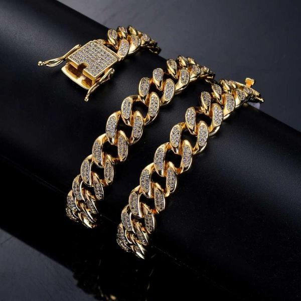 

new men women hip hop miami cuban link coolest chain necklace copper casting micro cubic zirconia clasp iced out bling jewelry, Silver