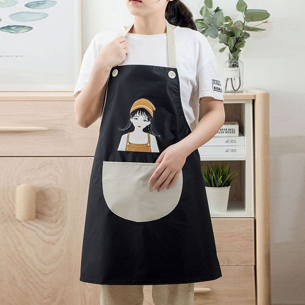 

aprons home kitchen cooking waterproof and oil-proof apron summer ultra-thin work with pocket couples bbq