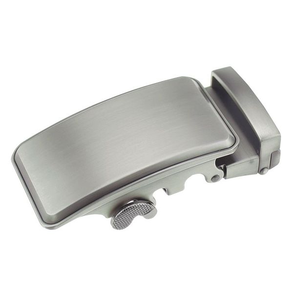 

men's solid buckle automatic ratchet leather belt buckle with border-silver, Black;brown