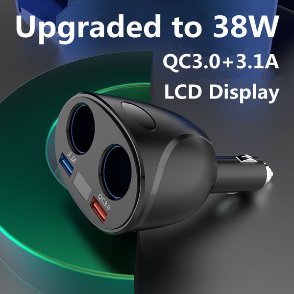 

автомобильное зарядное устройство usb qc3.0 + 3.1a прикуривателя splitter штепсельной вилки led телефонный адаптер для iphone samsung xiaomi