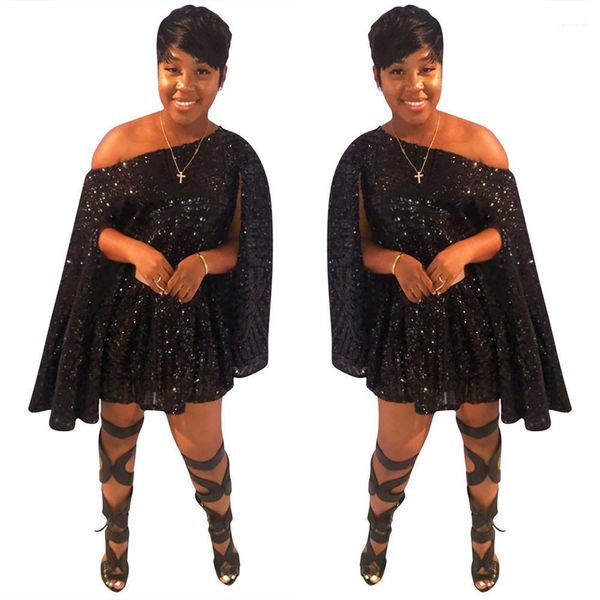 

clothing new womens 2020 designer dress high waist slash neck sequins party dress fashion female, Black;gray