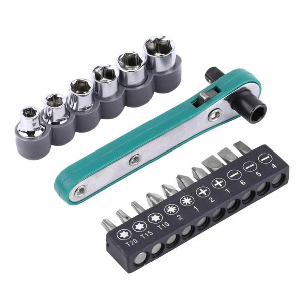 

17pcs/set 1/4" universal two way wrench set screwdriver ratchet handle with interchangeable driver bits and sockets