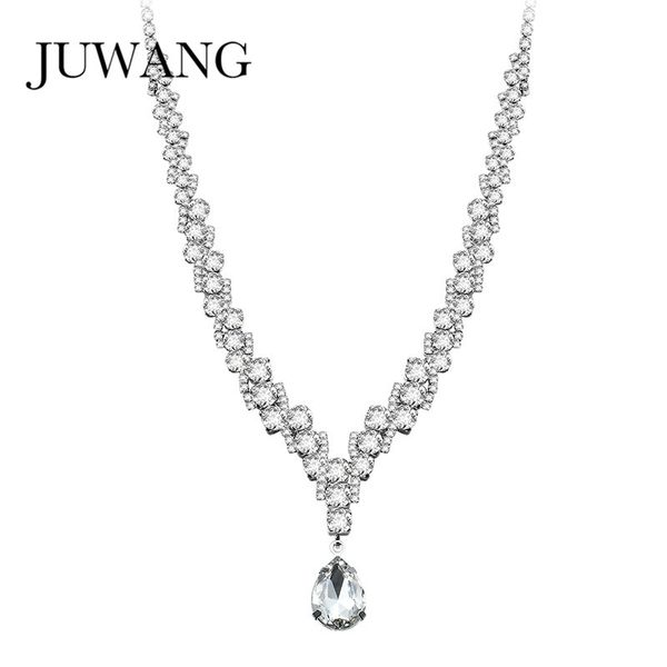 

juwang серебро цвет обильный свадебное пром ювелирные изделия кристалл rhinestone ожерелье классический моды европейская партия ювелирных из, Silver