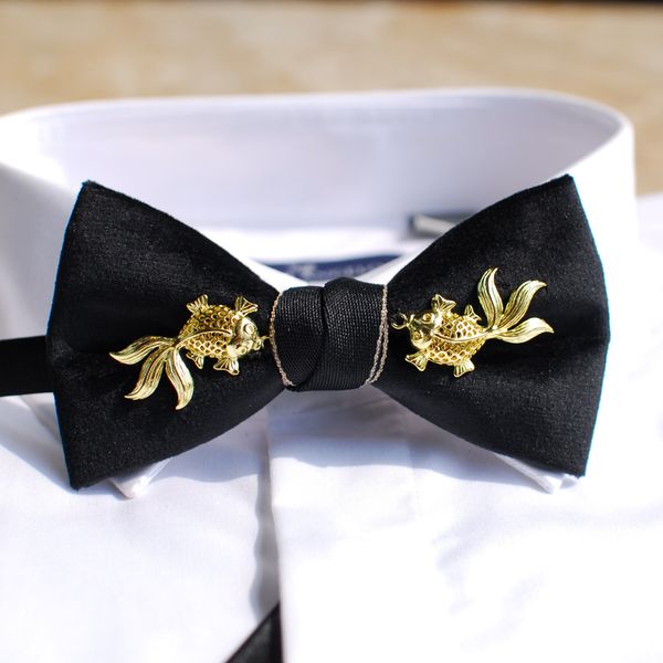 

new male fashion men's manvelvet pure copper goldfish design section wedding host western european party gif, Blue;purple