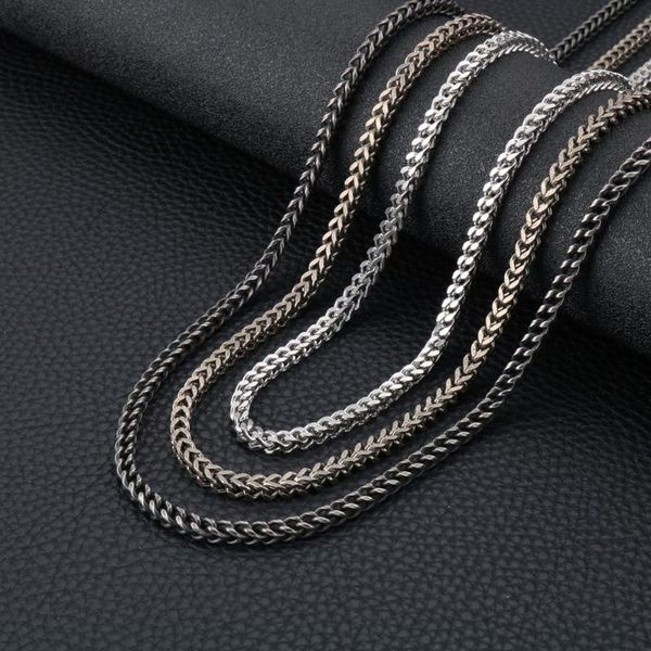 

4mm width stainless steel vintage s black for women men jewelry simple buckle pendant accessories necklace, Silver