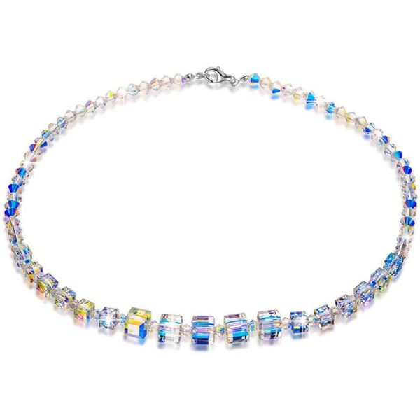 

chokers elegant rainbow aurora crystals necklace for women fashion jewelry romantic gift girls, Golden;silver