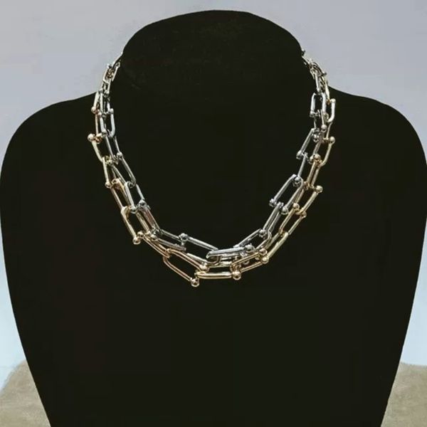 

gradient u-shape chain necklaces for women girl ladies love gift sterling silver s925 logo brand jewelry