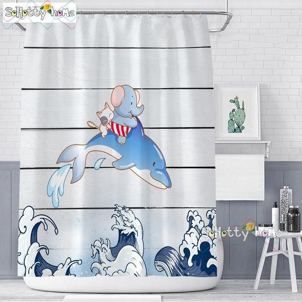 

with curtain kitten elephant staying surfing shower polyester cloth printing waterproof dolphin curtains bathroom lovely zigbe