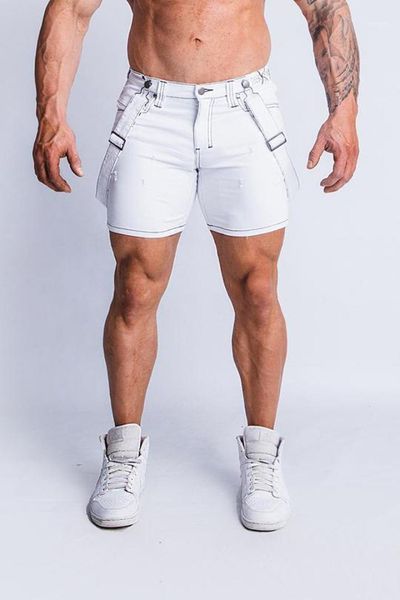 

summer desiger jeans white shorts slim fit half length ripped hiphop shorts mens, Blue