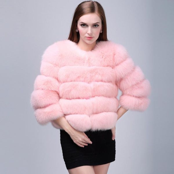 

plus 3xl mink coats women solid fur coat elegant thick 2020 winter fashion warm outerwear fake fur jacket chaquetas mujer, Black