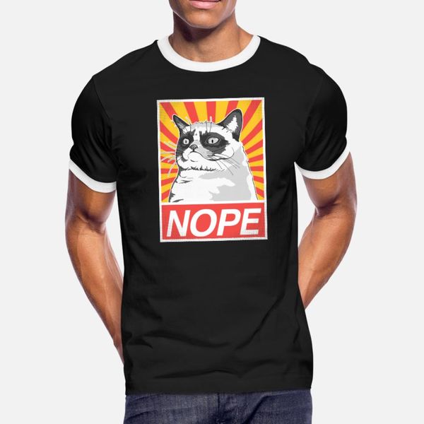 

nope cat t shirt men graphic 100% cotton round collar letter graphic building summer style pictures shirt
