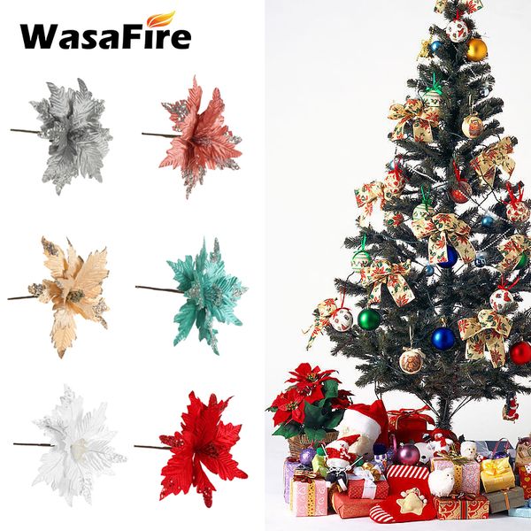

25cm diy christmas artificial flower head christmas tree ornaments wedding party decoration props