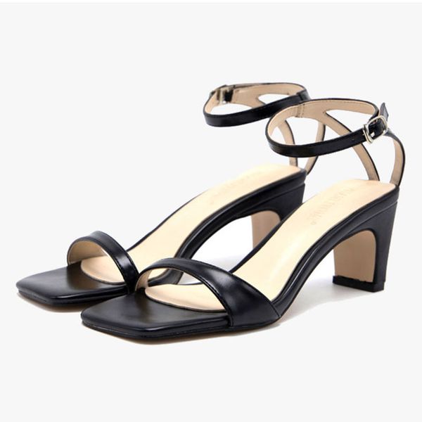 

meriahzheng high heel sandals for women open-toe ladies sandals comfortable word with thick heel square fdy-804-1, Black