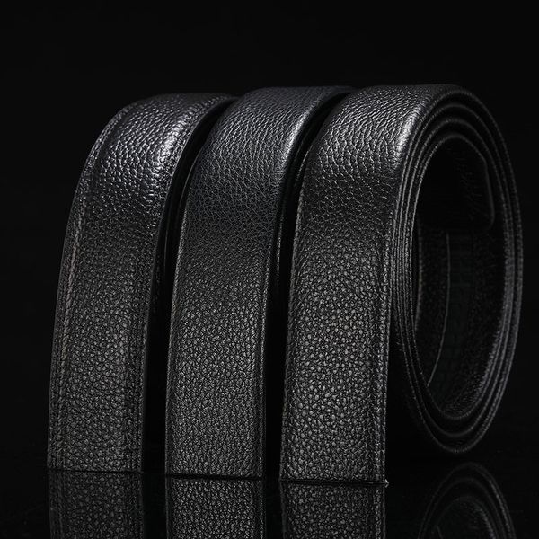 

leather headless belt male automatic buckle first layer cowhide double-sided headless youth business casual pants belt, Black;brown