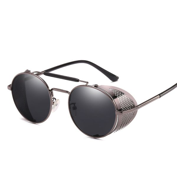 

steam punk sunglasses sun glasses for female male round sunglasses-women brand designer steampunk vintage retro uv400, White;black