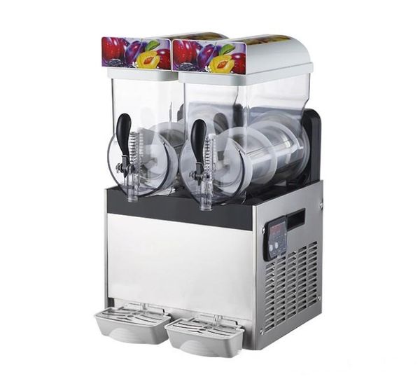 

ent 110/220v 2*15l frozen drinks commercial snow melting machine two cylinder stainless steel snow mud machine milk tea shop