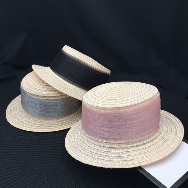 

japanese small pure and fresh and very fine lafite grass weaving straw hat sun hat summer tide beach the beach sun, Blue;gray