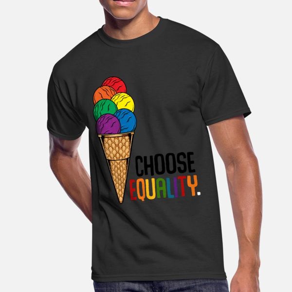 

choose equality lgbt rainbow ice cream gift t shirt men knitted short sleeve round neck graphic casual summer style natural shirt