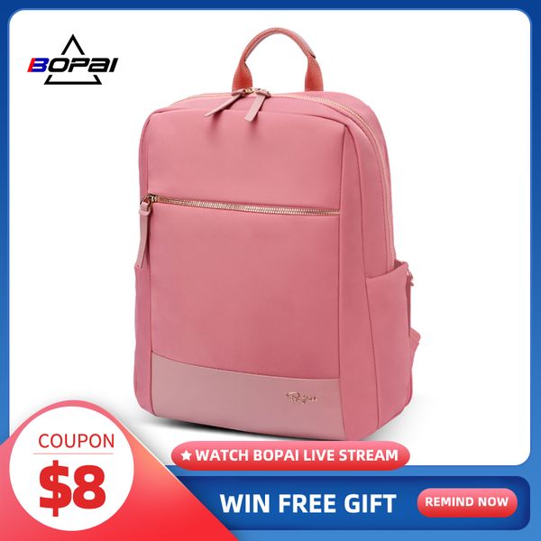 

new fashion pink women's backpack waterproof female 14 inch lapbackpacks travel school bags for teenager backbag mochila