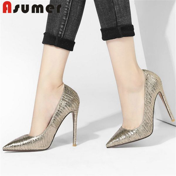 

asumer 2020 big size 34-43 women pumps spring summer single shoes pointed toe thin high heel wedding shoes woman, Black