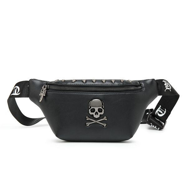 

rock черепа мужского конструктор rivet пояс грудь сумка hip-hop crossbody талия обновление женского banana bag панк fanny pack 2020 бум сумк