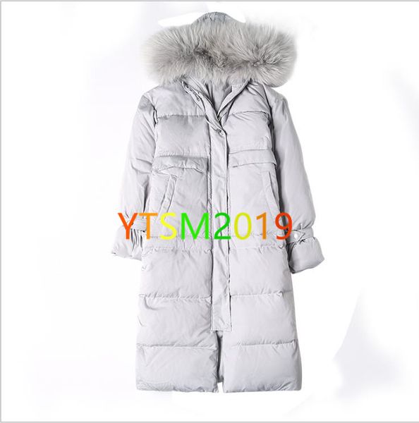 

down coat for ladies winter hooded fur collar white duck down-filled coat outdoor warm feather down jacket, Black